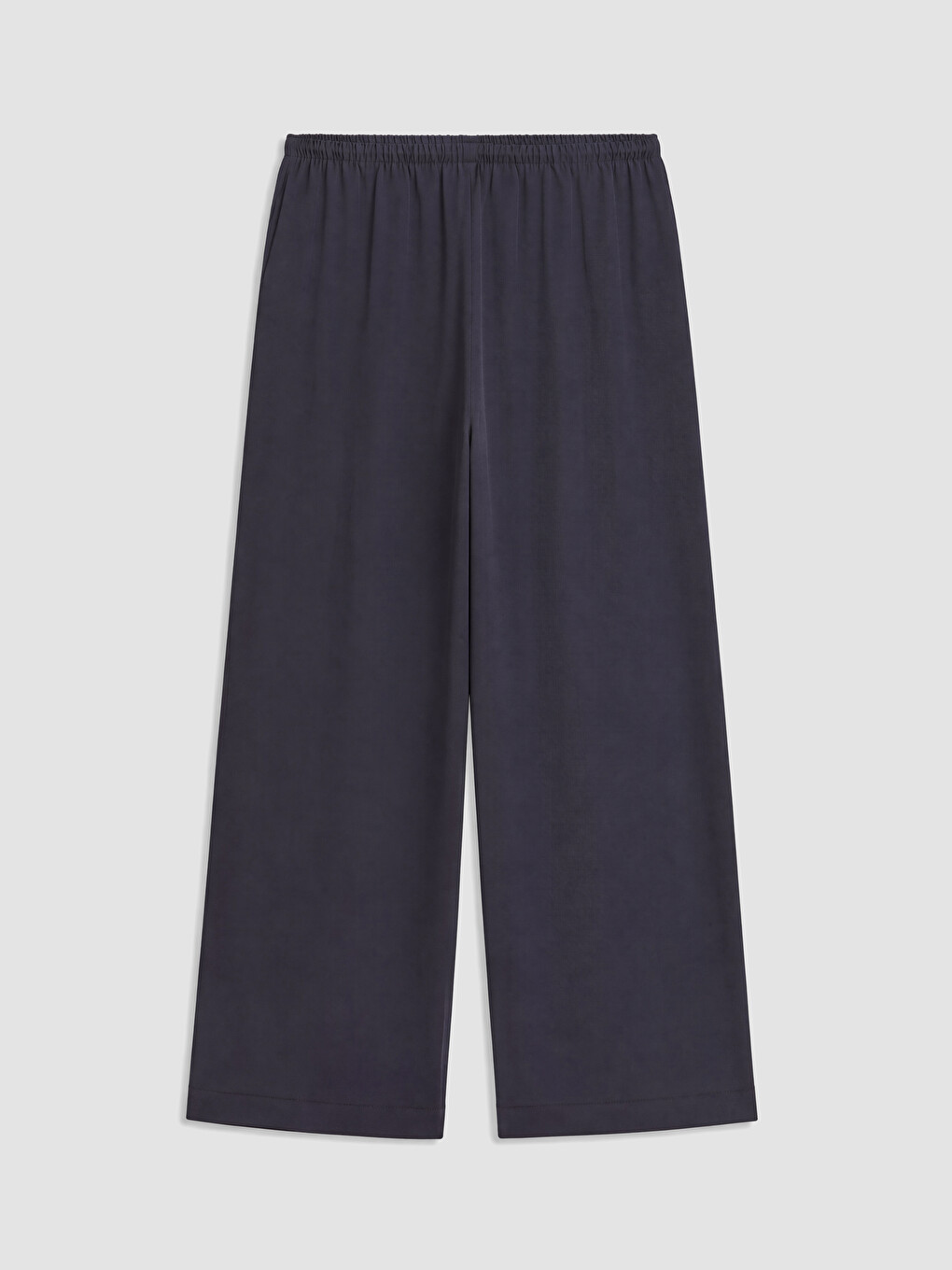 Lacivert Beli Lastikli Geniş Paça Kadın Pantolon-2