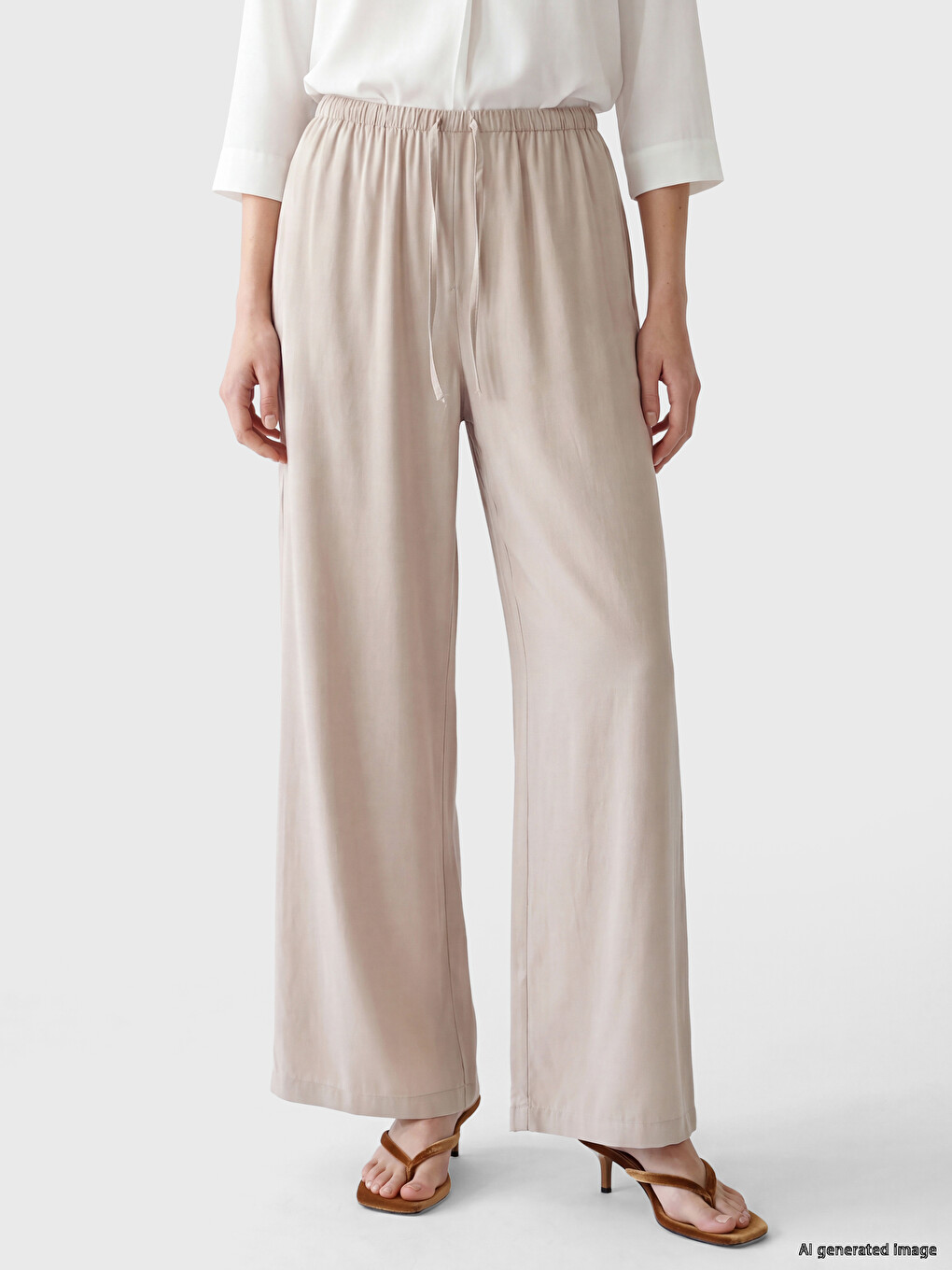 Elastic Waist Wide Leg Women's Trousers-1