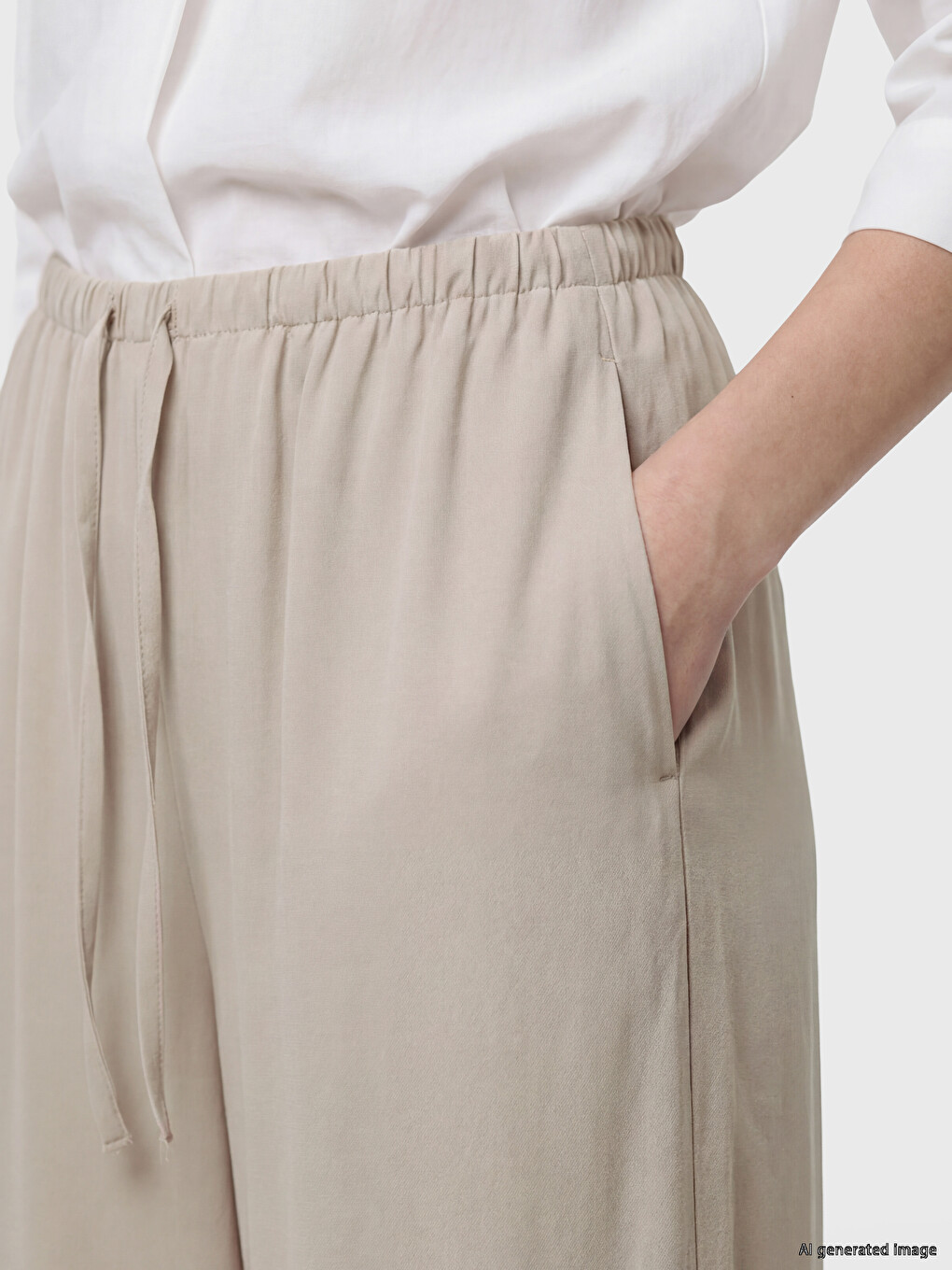 Elastic Waist Wide Leg Women's Trousers-2