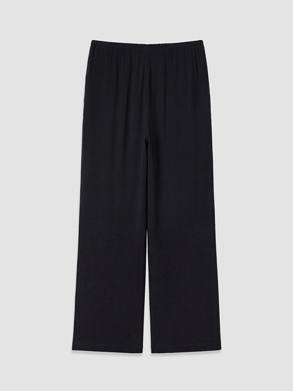 Siyah Beli Lastikli Geniş Paça Kadın Pantolon-1