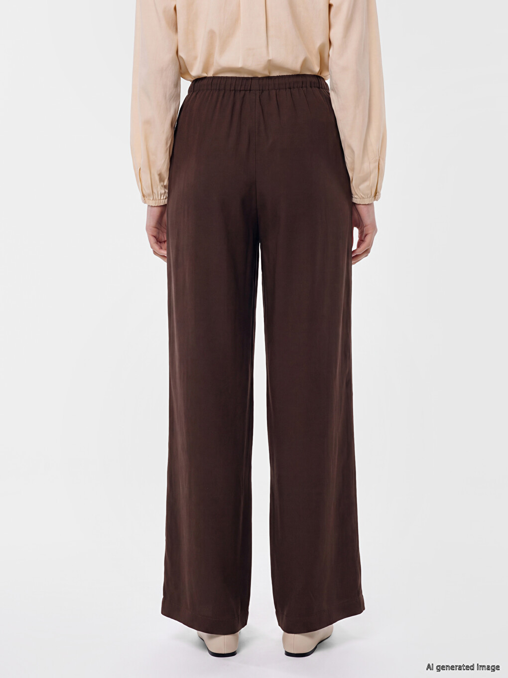 Elastic Waist Wide Leg Women's Trousers-3