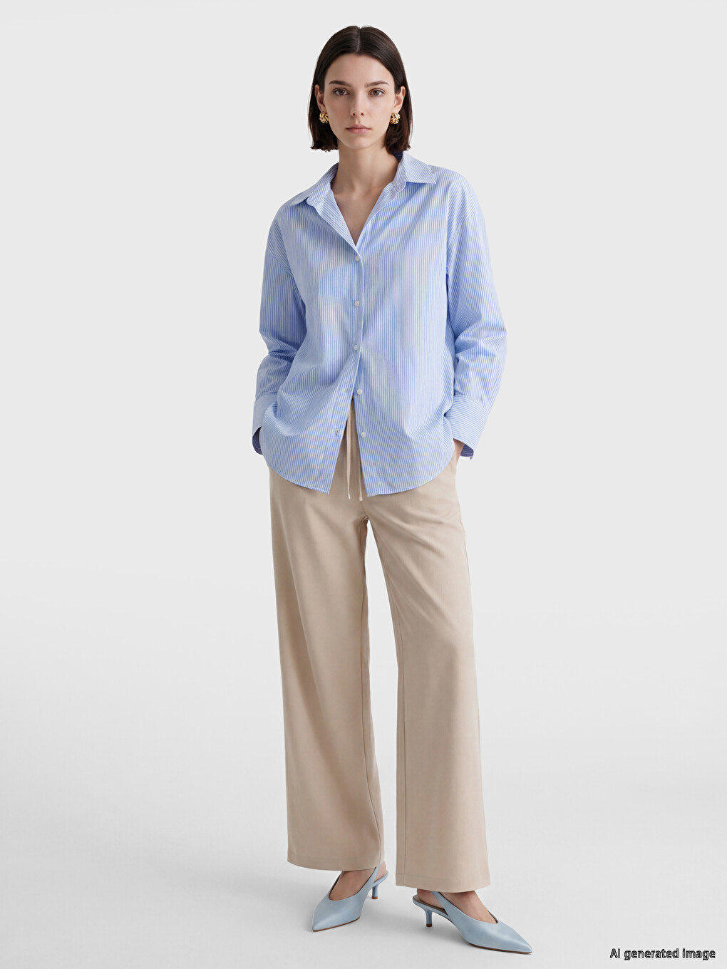 Elastic Waist Wide Leg Women's Trousers