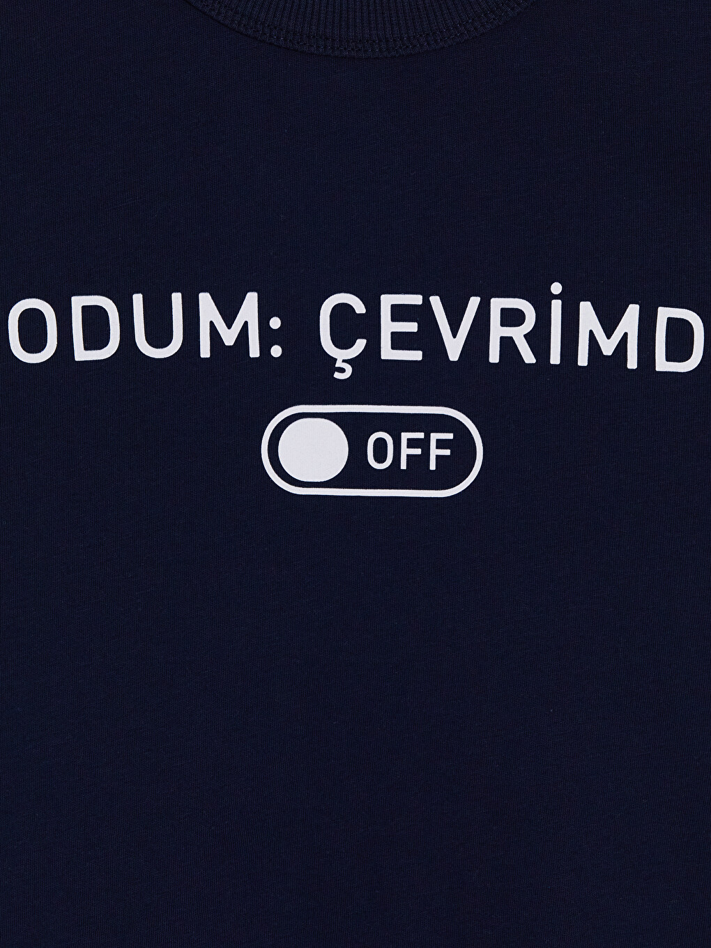 Lacivert Bisiklet Yaka Slogan Baskılı Erkek Çocuk Tişört-1