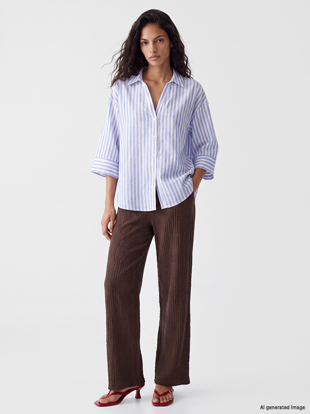 Striped Linen Blend Women's Shirt-1