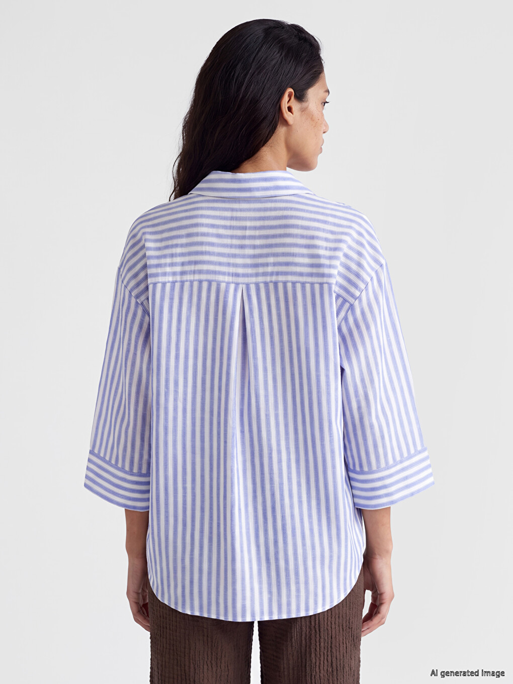 Striped Linen Blend Women's Shirt-3