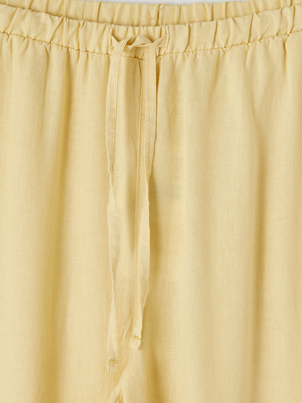 Sarı Beli Lastikli Keten Karışımlı Kadın Pantolon-1