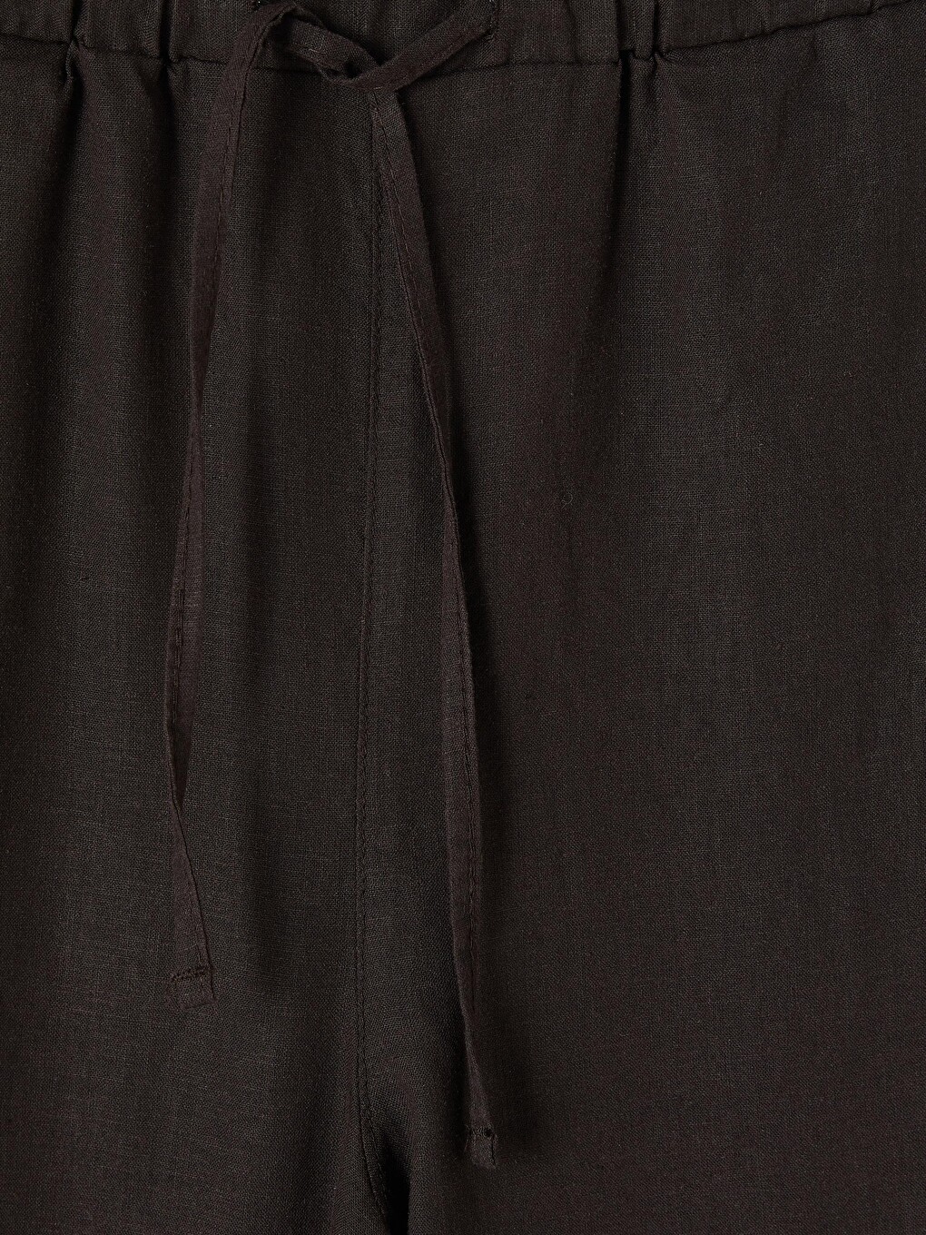 Kahverengi Beli Lastikli Keten Karışımlı Kadın Pantolon-1