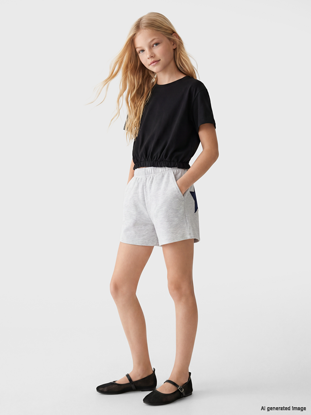 Elastic Waist Girls' Shorts-1