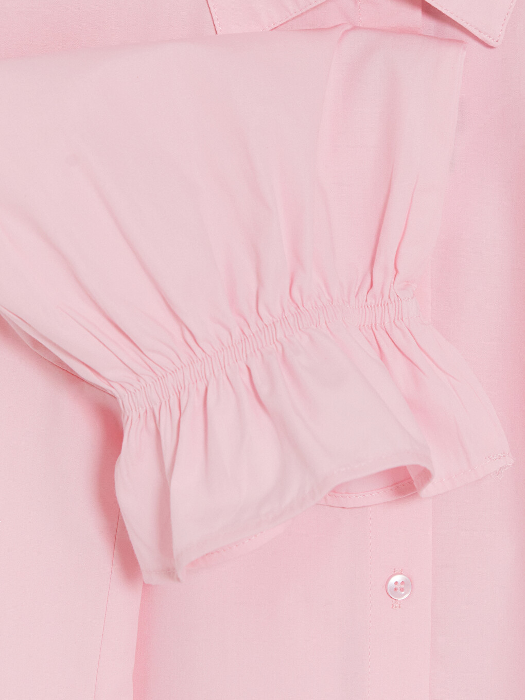 Pembe Büyük Beden Poplin Kadın Gömlek-2