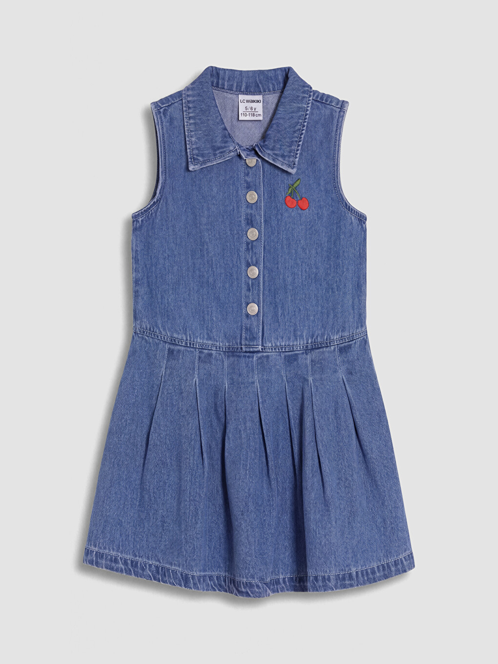 Collared Neck Embroidered Girls' Dress