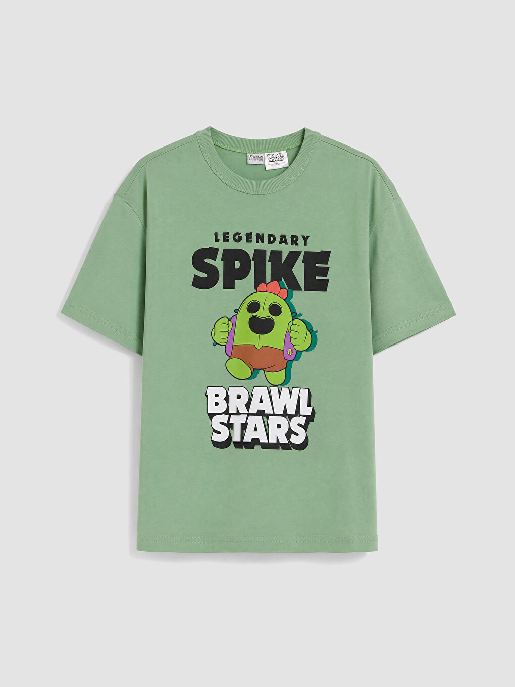 Yeşil Bisiklet Yaka Brawl Stars Baskılı Erkek Çocuk Tişört