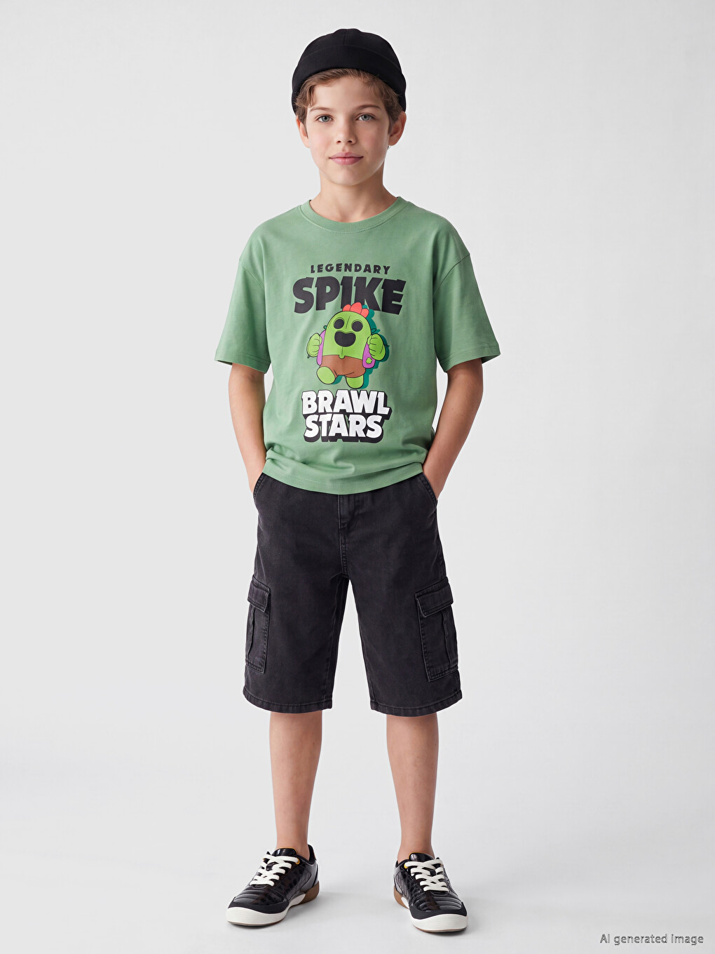 Crew Neck Brawl Stars Printed Boys' T-shirt-1