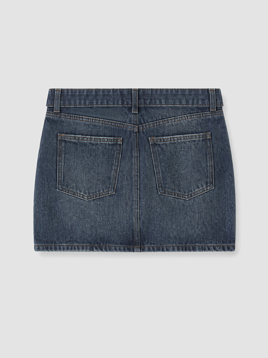 Waist Belted Mini Jean Skirt-6
