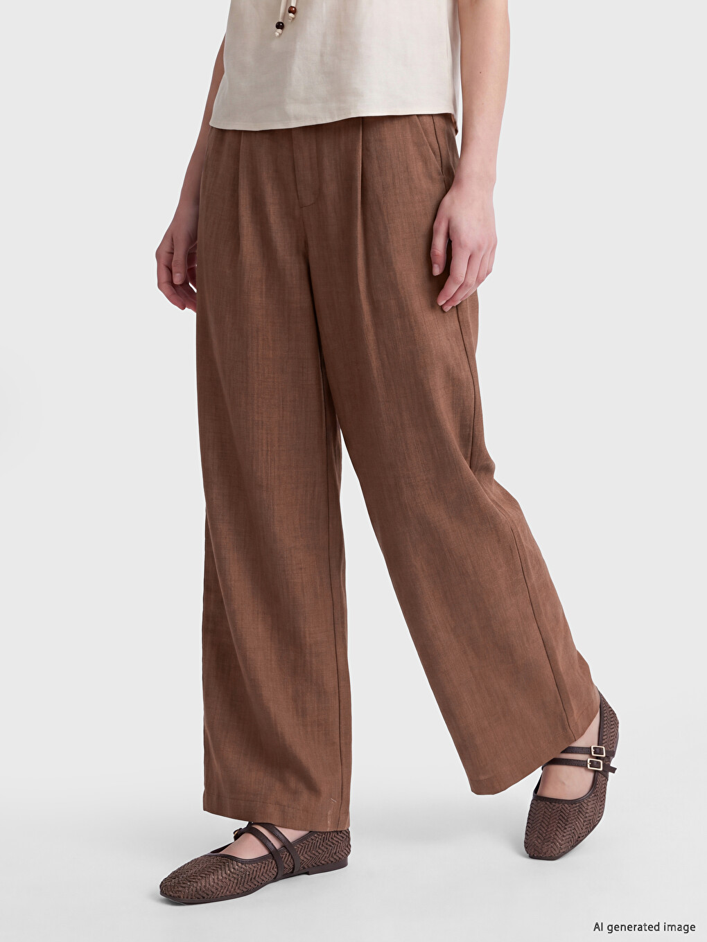 Woman Brown Tailored Trousers-1