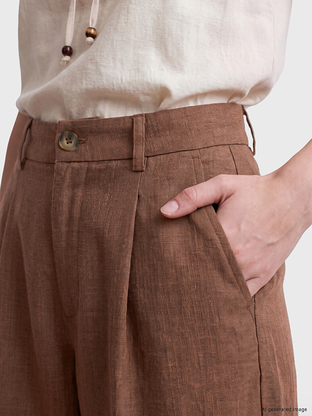Woman Brown Tailored Trousers-2