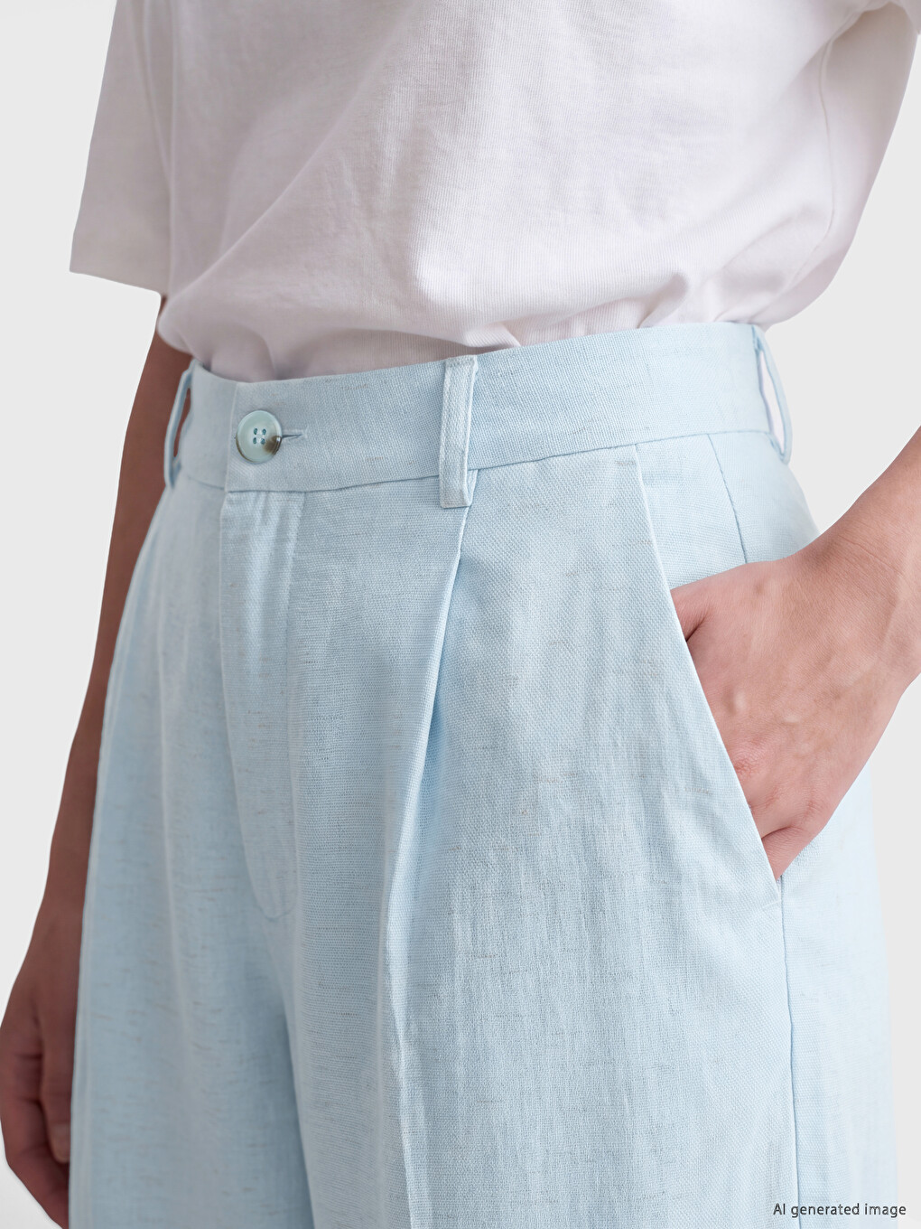 Pleated Wide Leg Women's Trousers-2