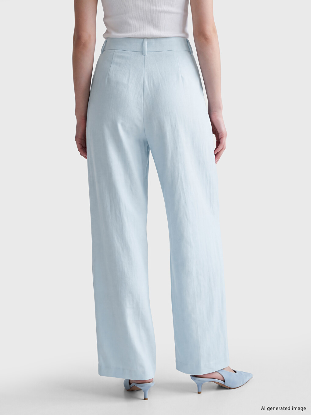 Pleated Wide Leg Women's Trousers-3