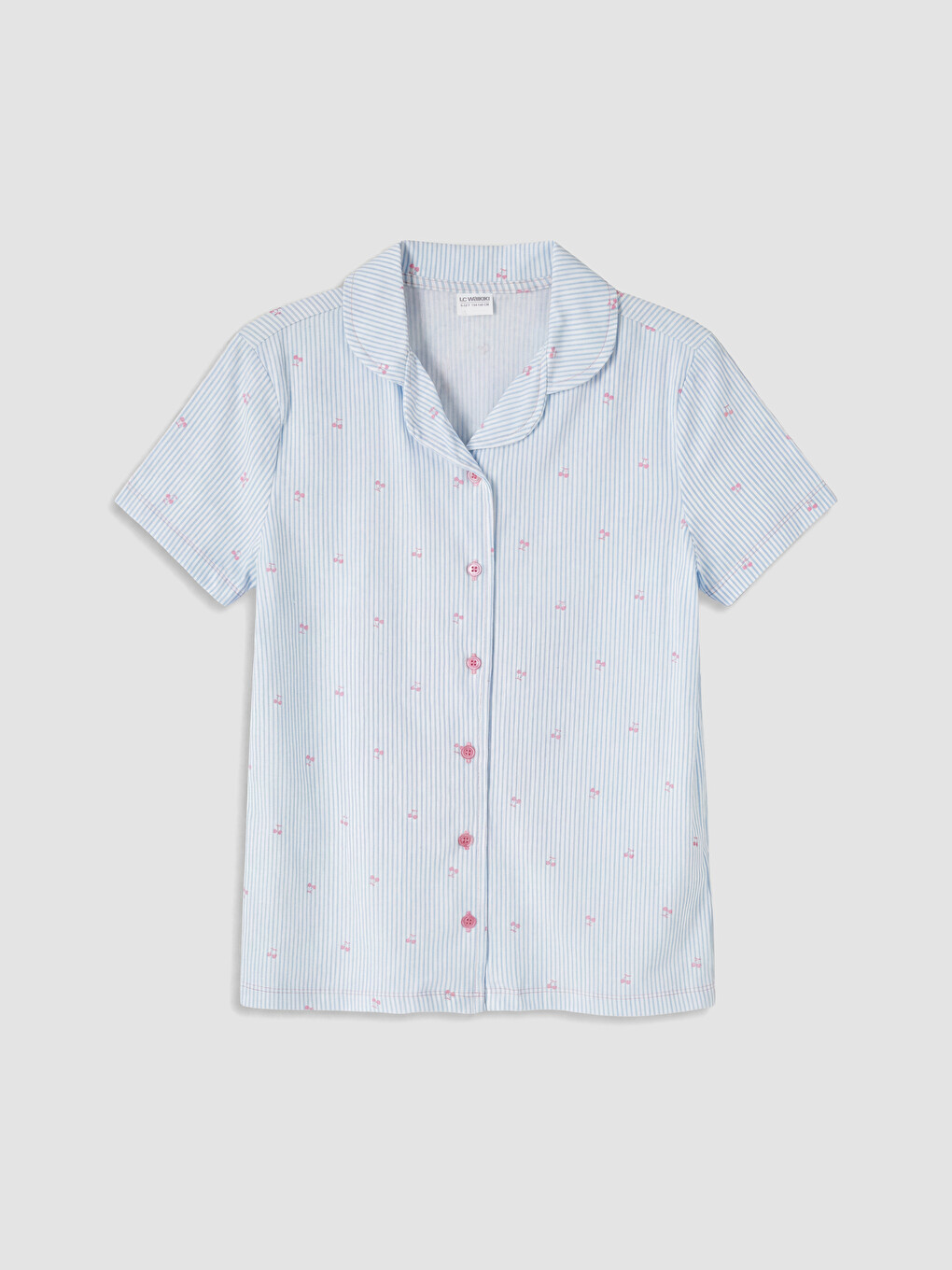 Ekru Gömlek Yaka Kız Çocuk Şortlu Pijama Takımı-1