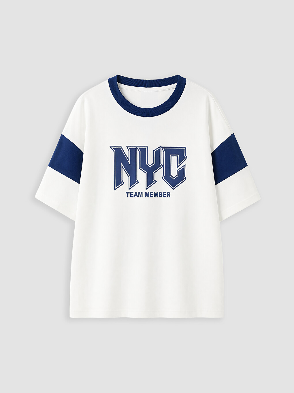 Beyaz Bisiklet Yaka NYC Baskılı Erkek Çocuk Tişört