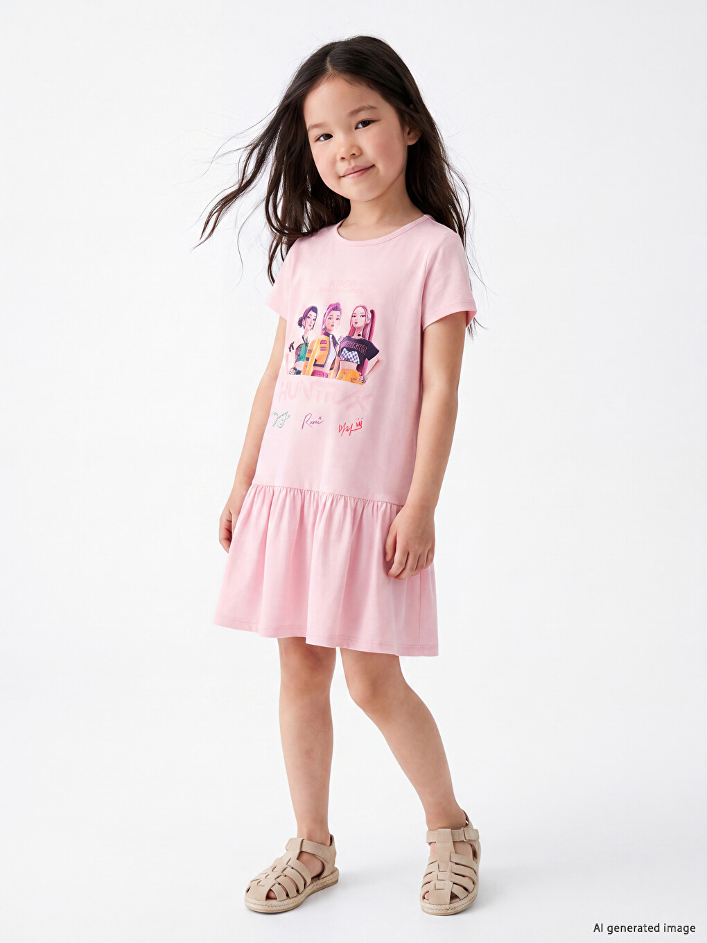 K-pop Demon Hunters Printed Girls' Dress