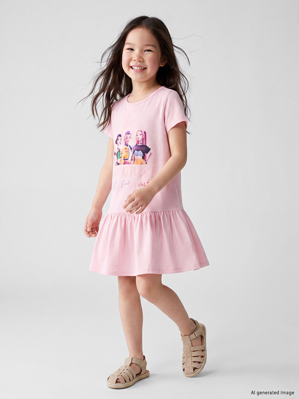 K-pop Demon Hunters Printed Girls' Dress-1