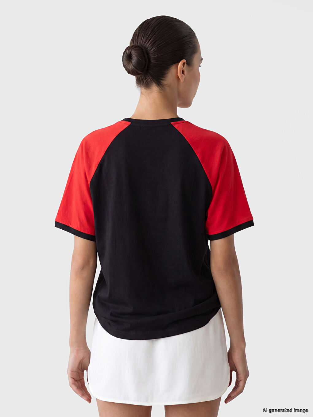 Siyah Mısır Baskılı Oversize Kadın Spor Tişört-3