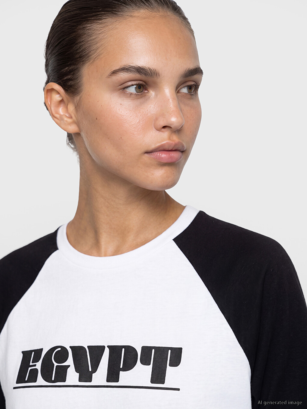 Beyaz Mısır Baskılı Oversize Kadın Spor Tişört-2