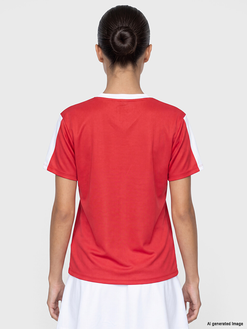 Kırmızı Mısır Baskılı Oversize Kadın Spor Tişört-3
