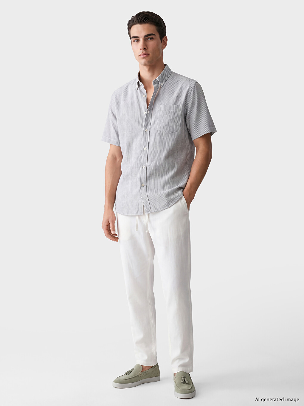 Standard Fit Striped Oxford Men's Shirt-1