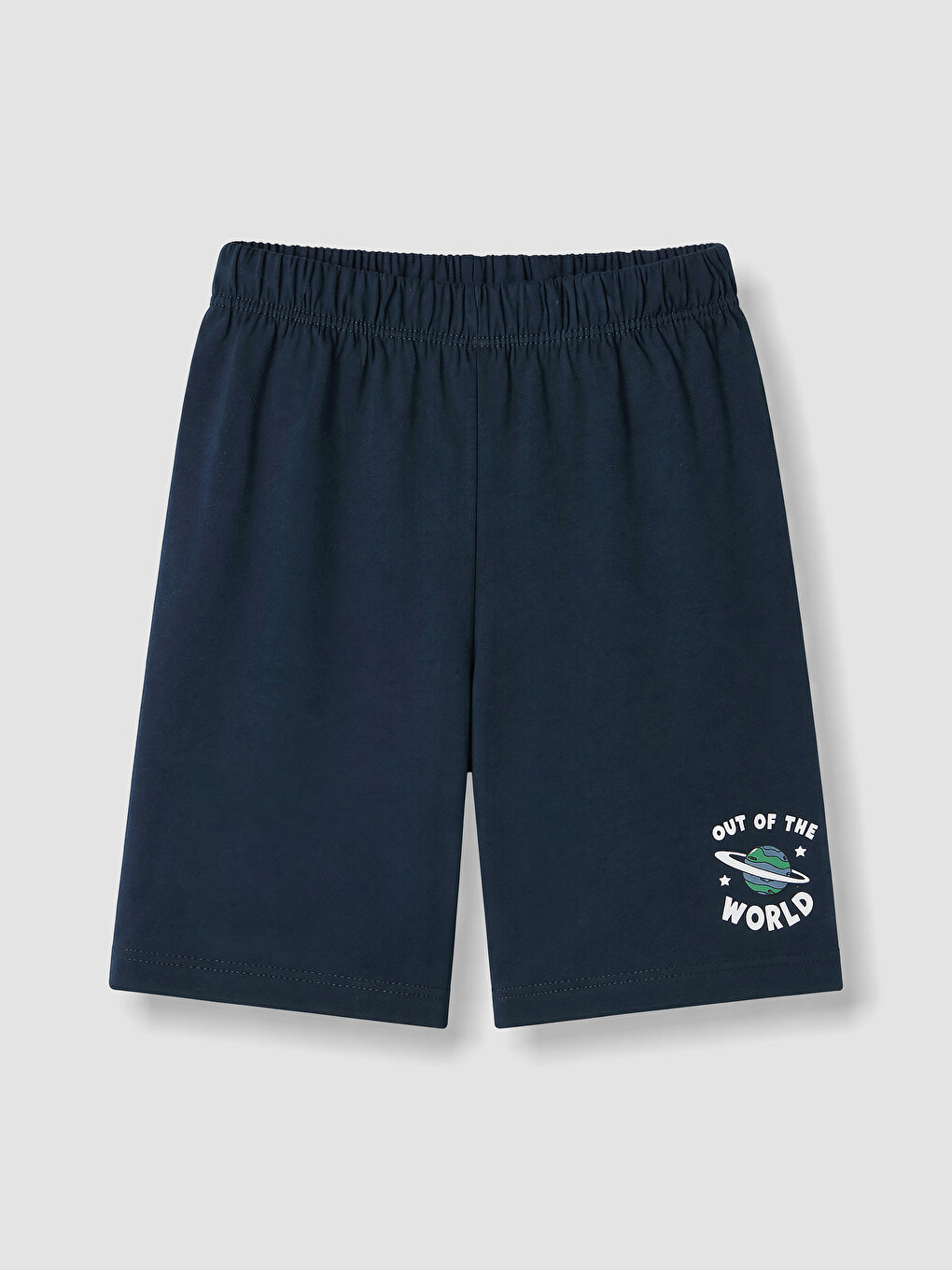 Lacivert Beli Lastikli Baskılı Erkek Çocuk Şort Pijama Altı