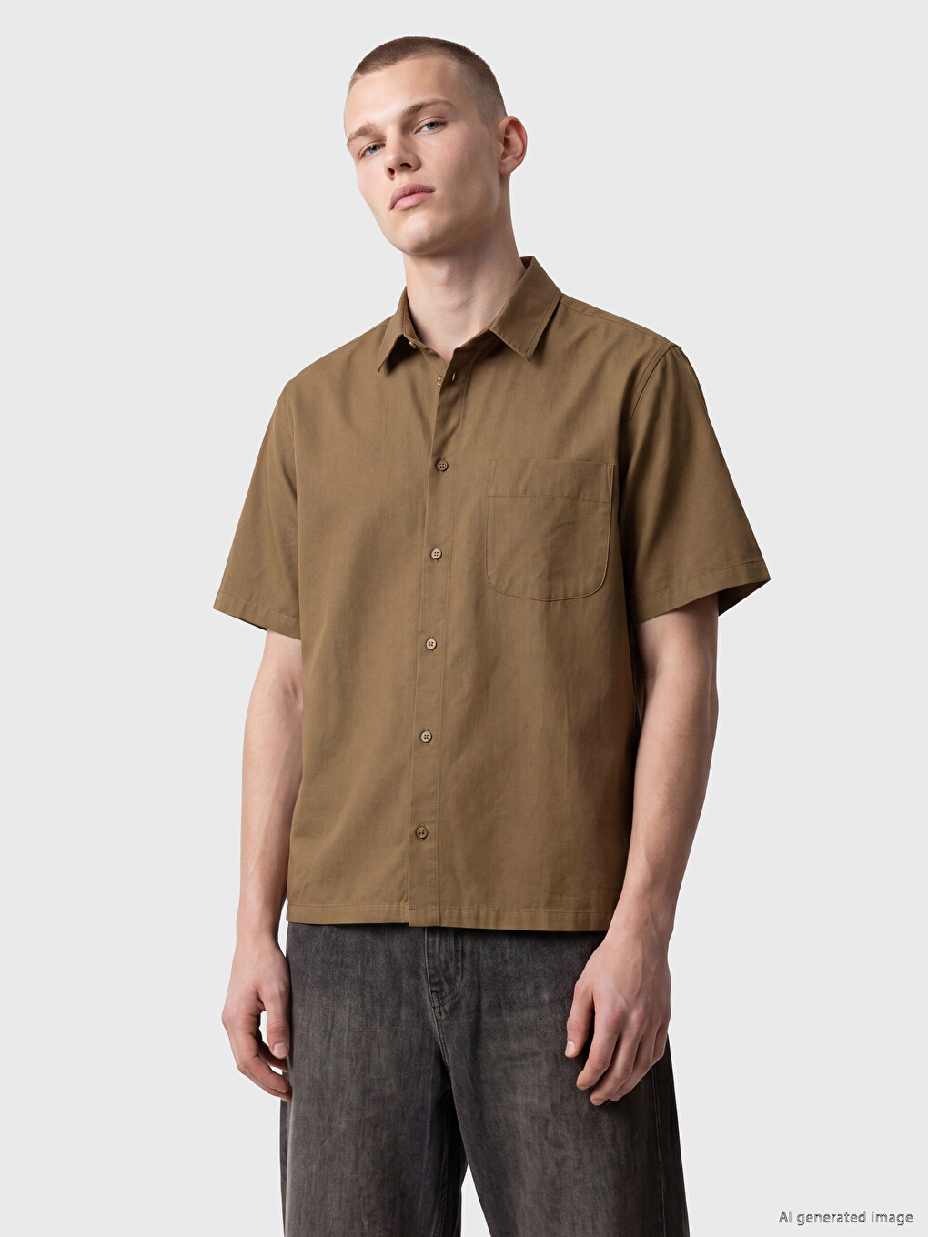 Kahverengi Regular Fit Erkek Gömlek