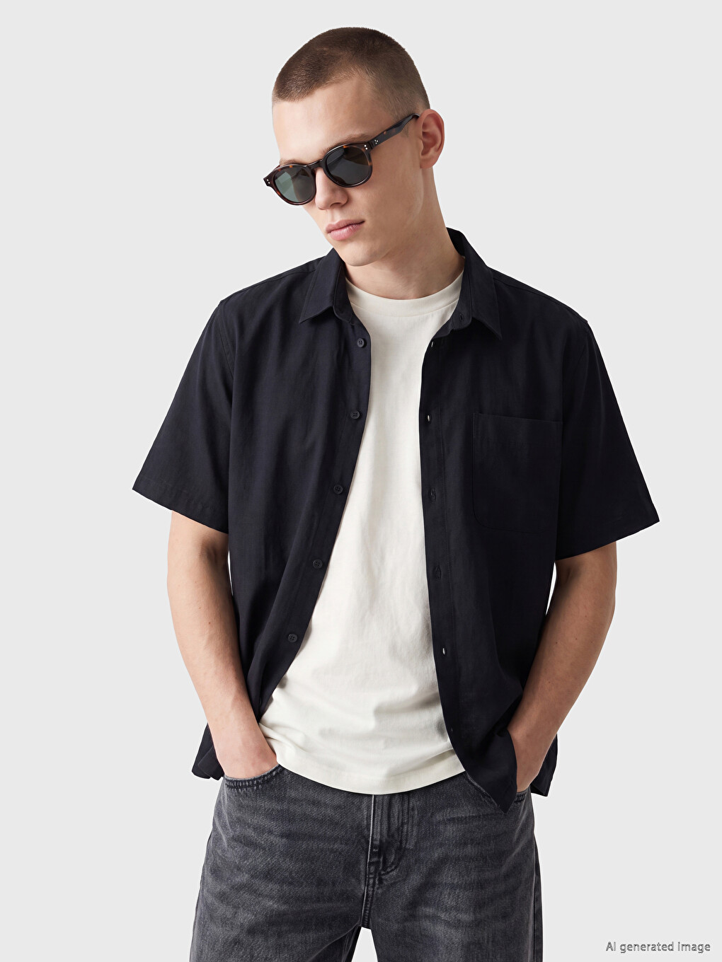 Siyah Regular Fit Erkek Gömlek