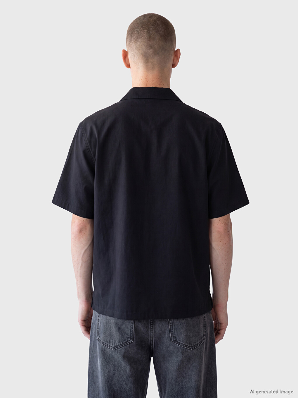 Siyah Regular Fit Erkek Gömlek-3
