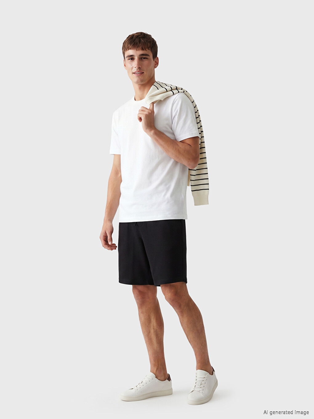 Siyah Regular Fit Erkek Şort-1