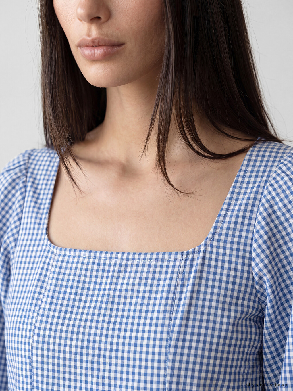 Square Neck Plaid Blouse-2