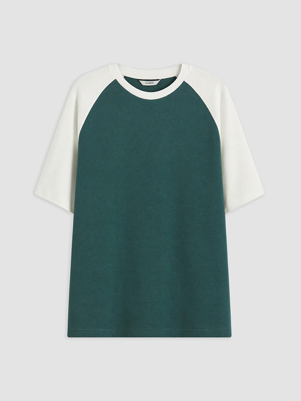 Yeşil Relaxed Fit Bisiklet Yaka Reglan Kollu Erkek Tişört-3