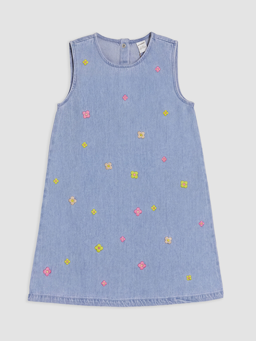 Floral Embroidered Girls' Jean Dress