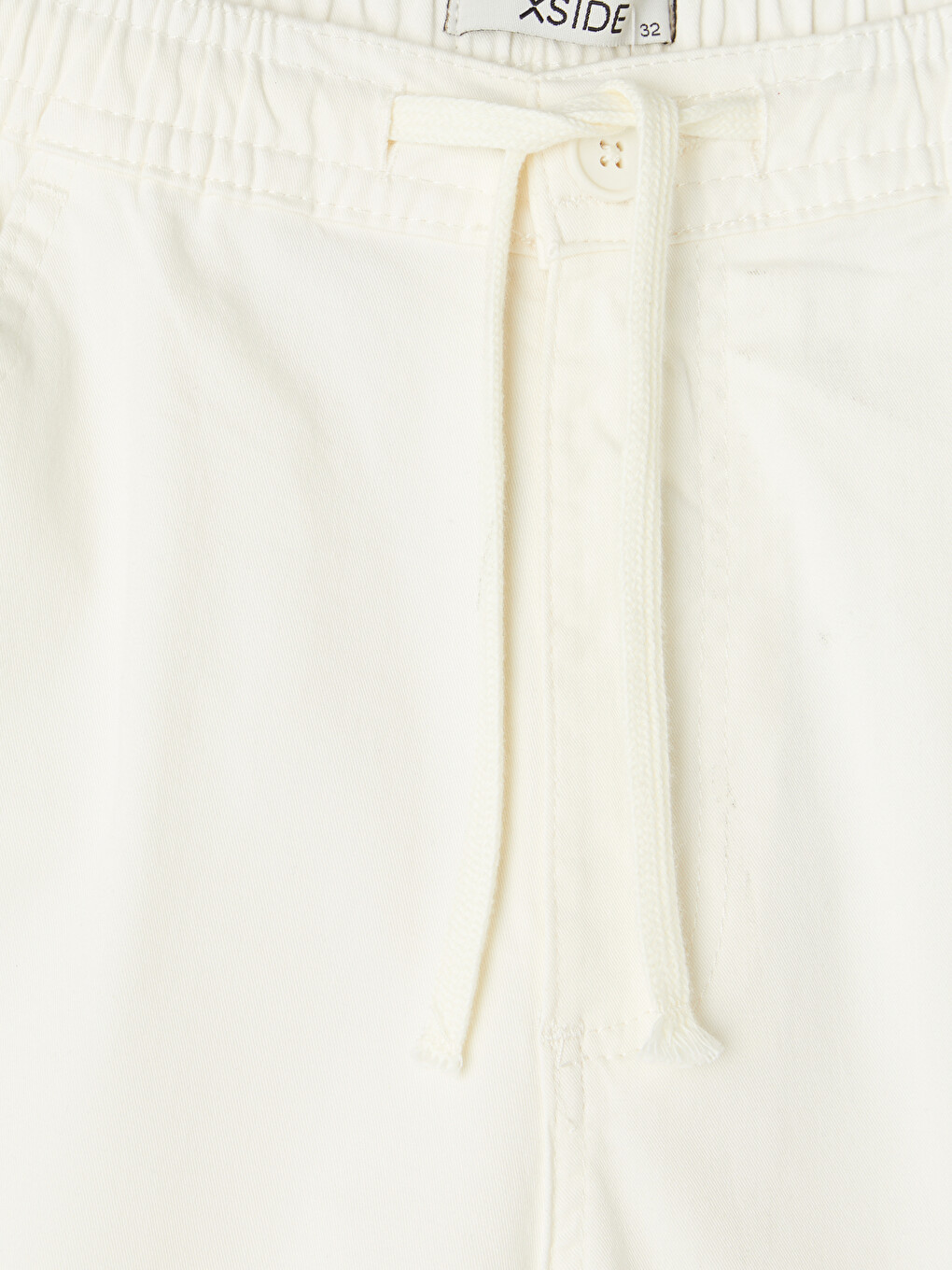 Ekru Relax Fit Gabardin Erkek Kargo Şort-1