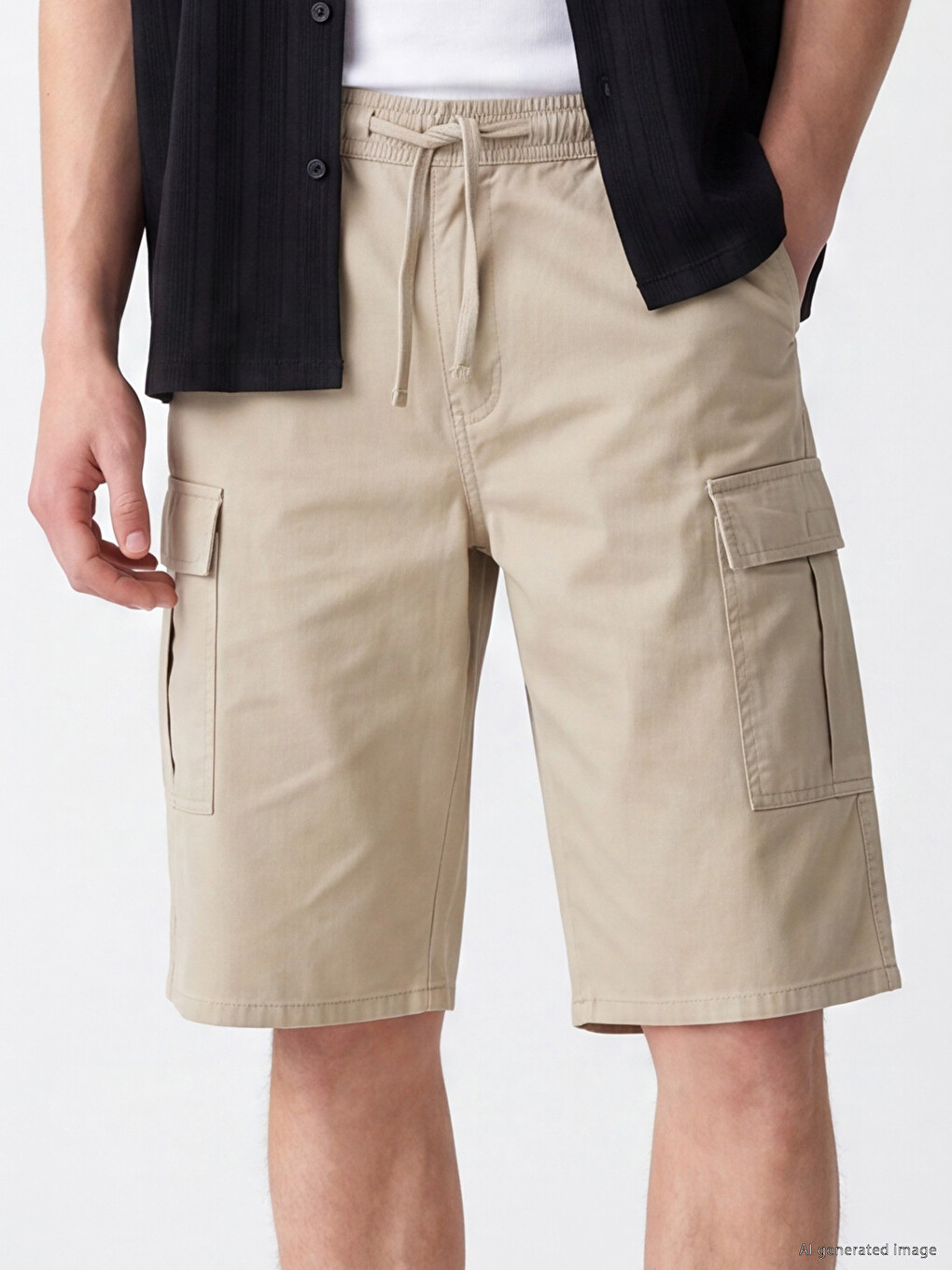 Gri Relax Fit Gabardin Erkek Kargo Şort-2