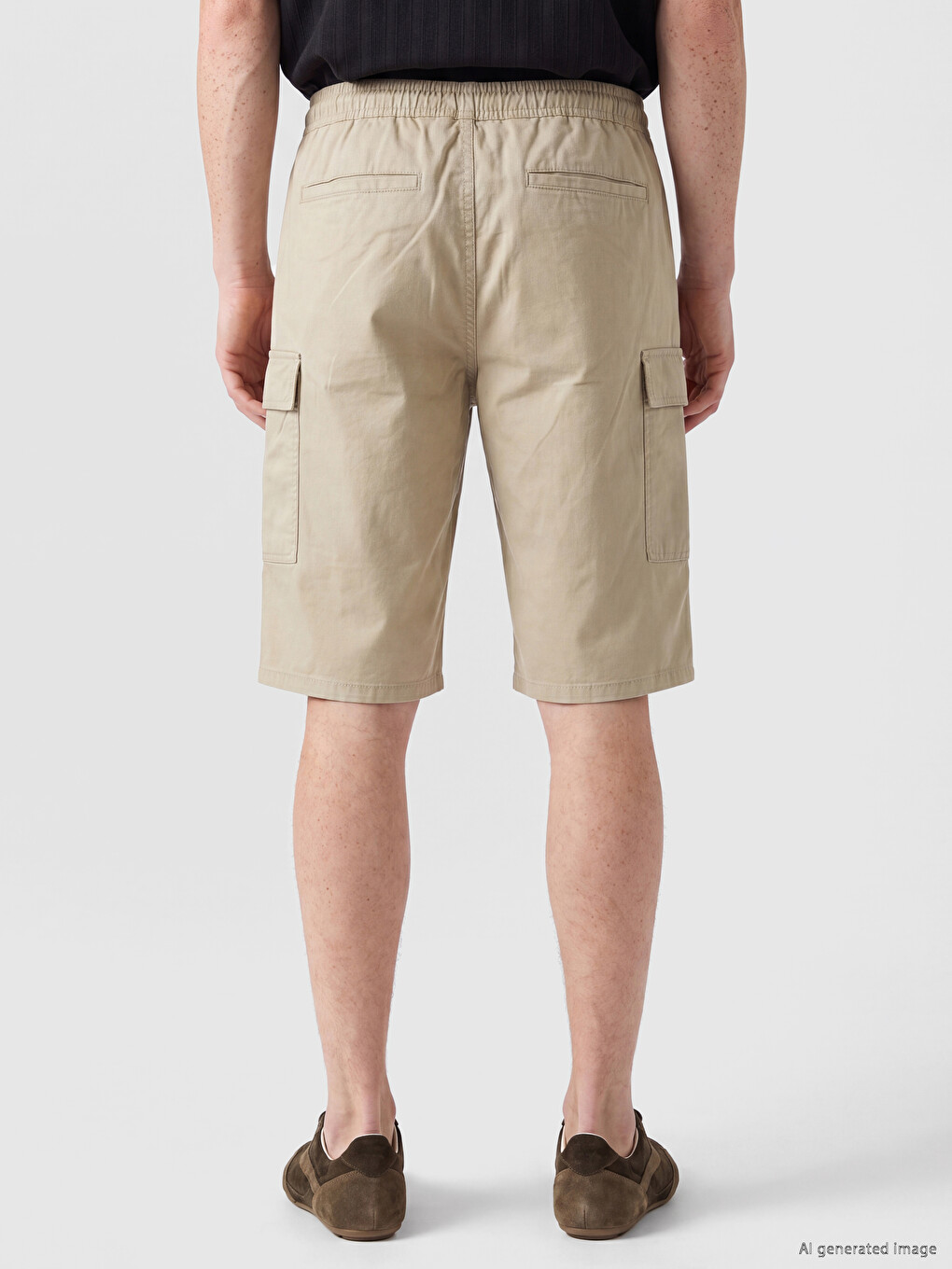 Gri Relax Fit Gabardin Erkek Kargo Şort-3