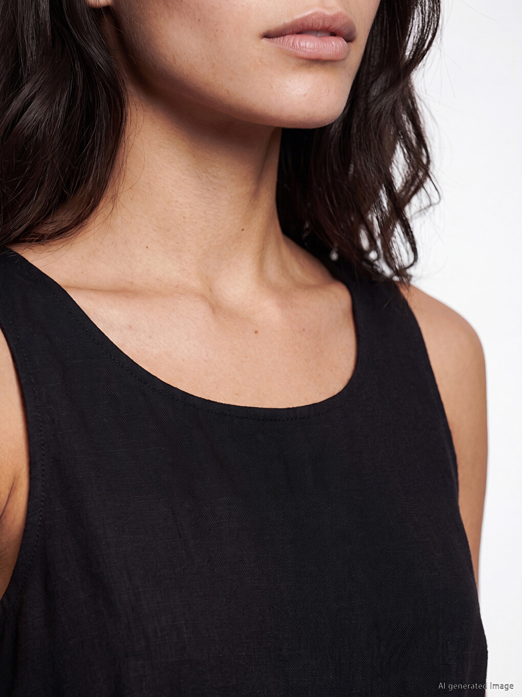 Combinaison Courte En Mélange De Lin À Taille Ceinturée Pour Femme-2