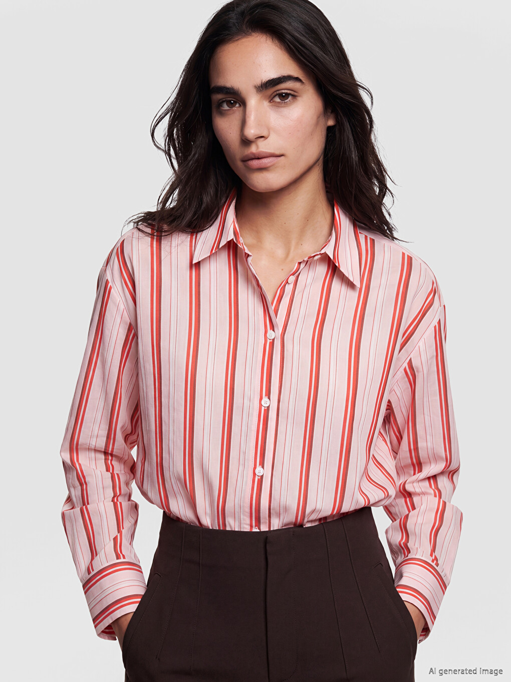 Striped Oversize Poplin Women's Shirt