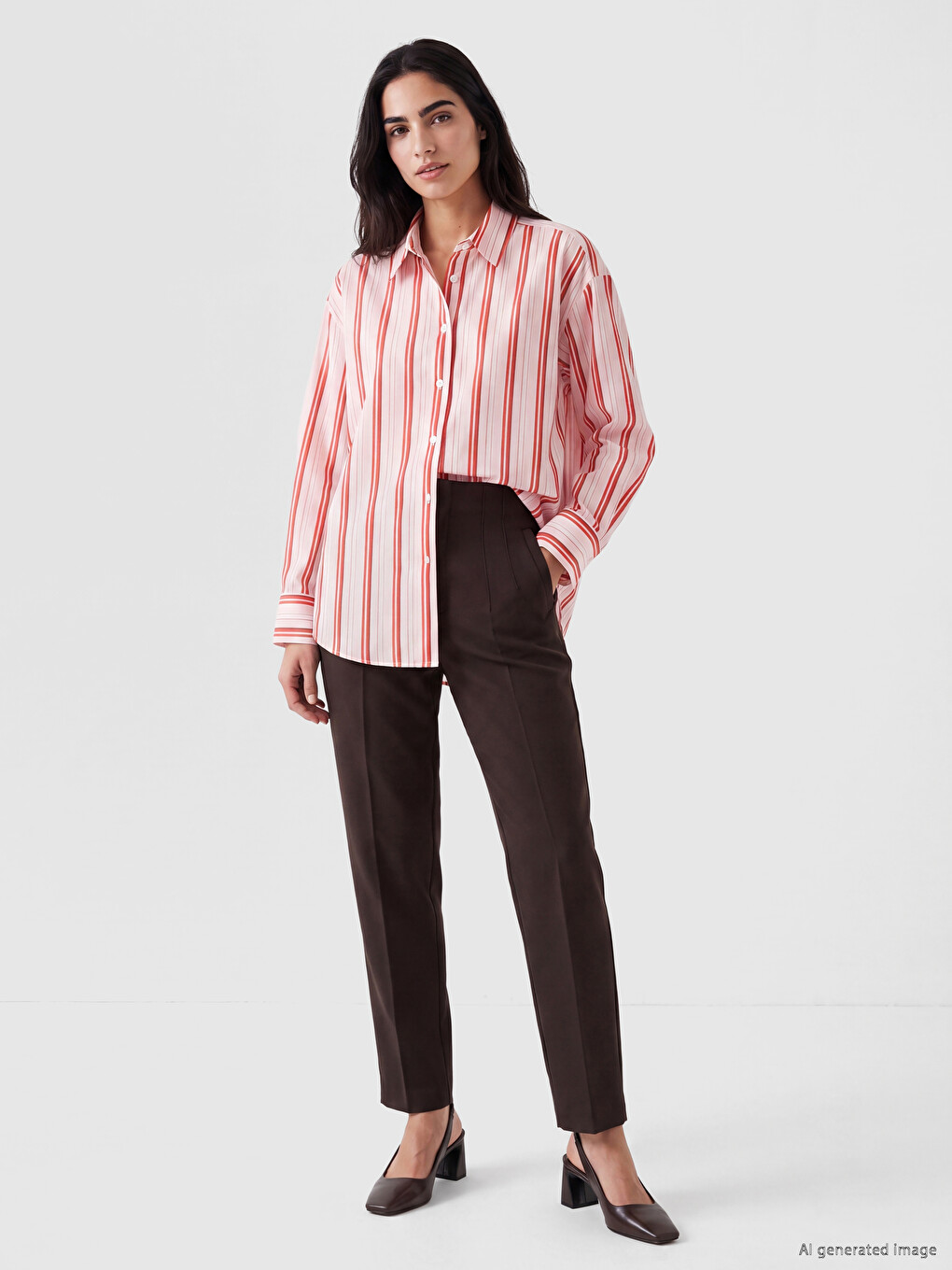Striped Oversize Poplin Women's Shirt-1