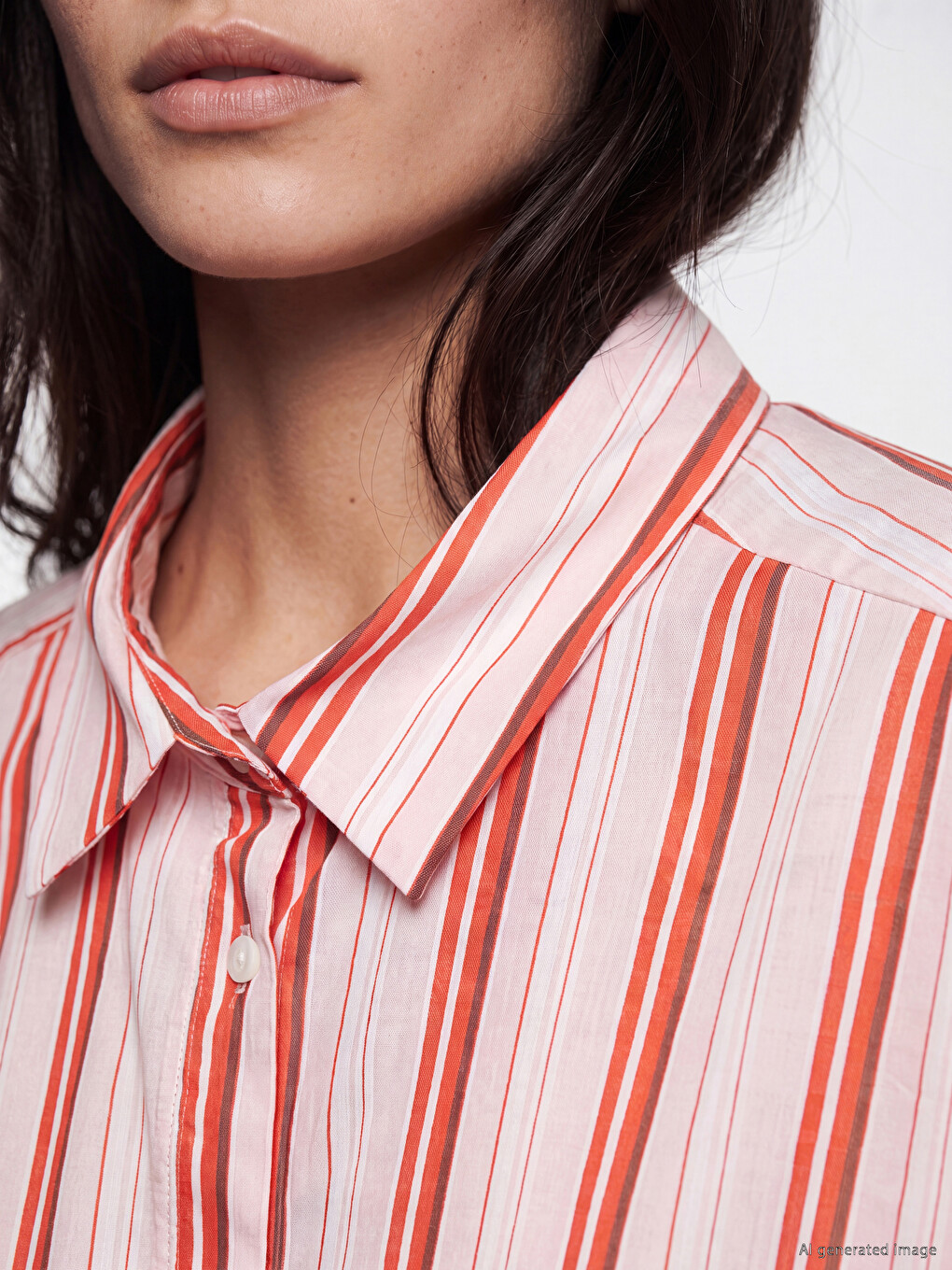 Striped Oversize Poplin Women's Shirt-2