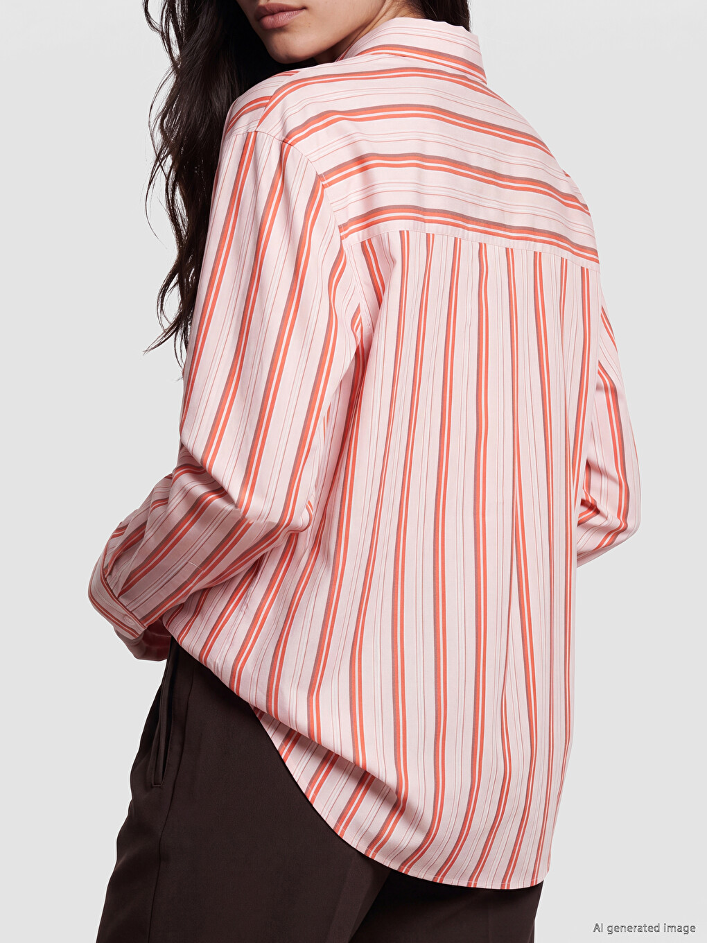 Striped Oversize Poplin Women's Shirt-3