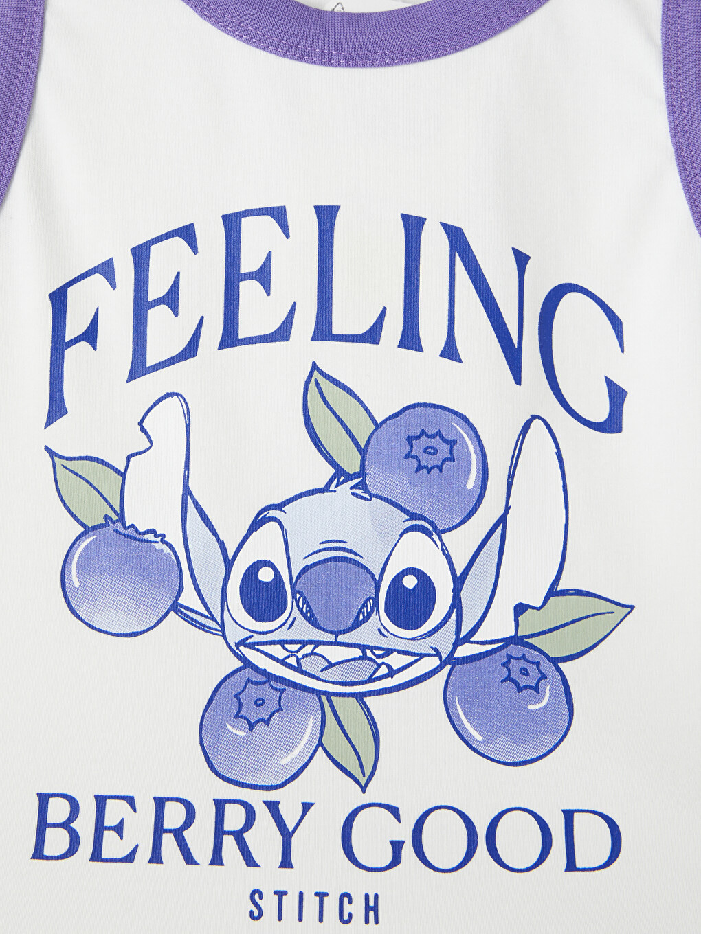 Beyaz Bisiklet Yaka Stitch Baskılı Kız Çocuk Atlet-1