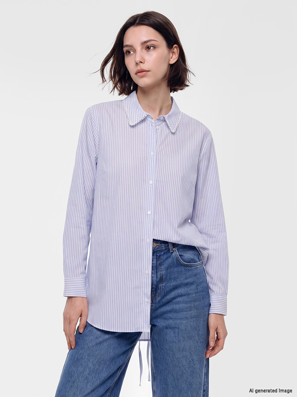 Striped Lace-up Women's Shirt Tunic
