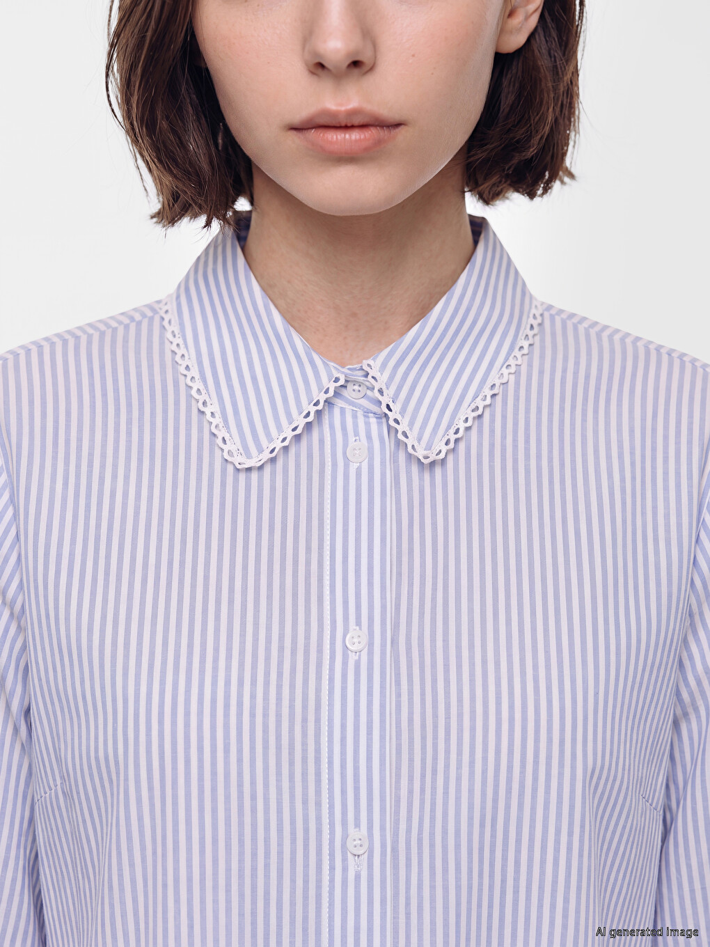 Striped Lace-up Women's Shirt Tunic-2