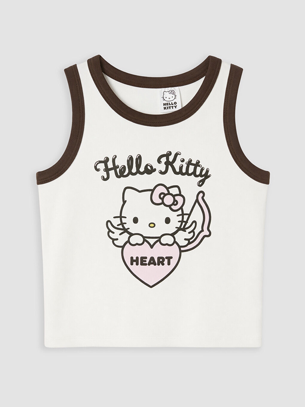 Ekru Bisiklet Yaka Hello Kitty Baskılı Kız Çocuk Atlet