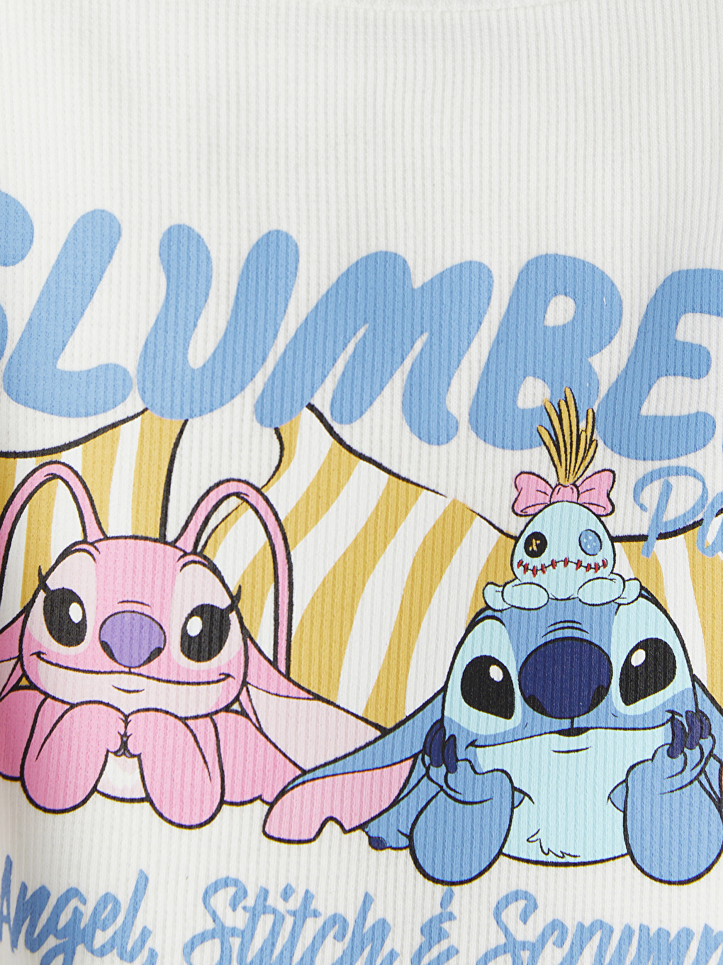 Beyaz Stitch Ve Angel Baskılı Kız Çocuk Atlet-1